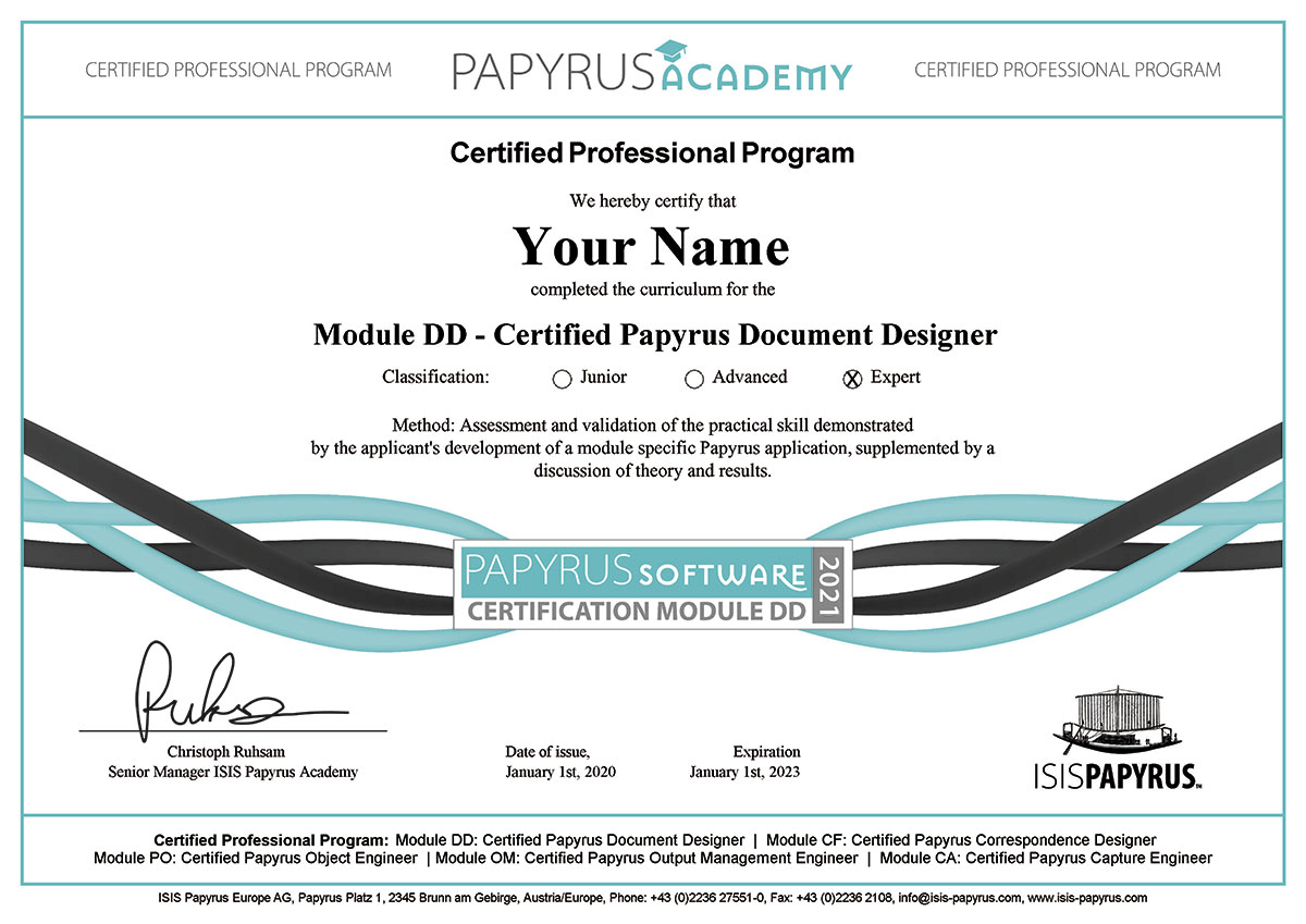 Papyrus Certification