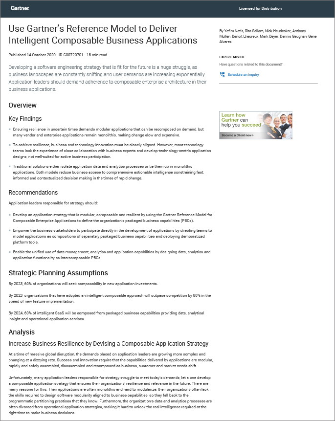 Use Gartner's Reference Model to Deliver Intelligent Composable
